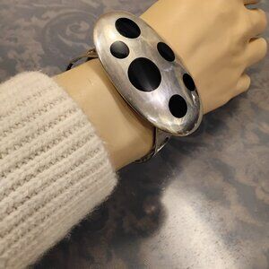 Vintage Taxco Los Ballesteros Sterling Silver & Onyx Bracelet